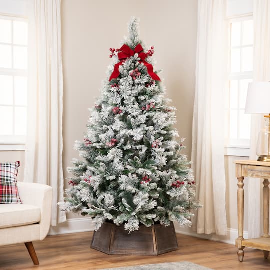 6.5Ft Unlit Real Touch™ Heavily Flocked Whittaker Spruce Full Artificial Christmas Tree with Frosted Red Berries By Northlight , 6.5 ft , Michaels®